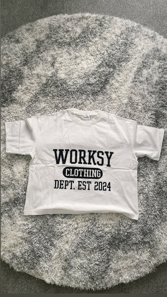 WORKSY BOXY FIT STAPLE TEE - LUCENT WHITE