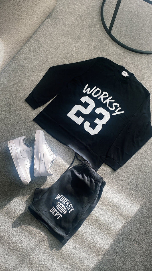WORKSY “23” BLACK AND WHITE LONG SLEEVE TEE