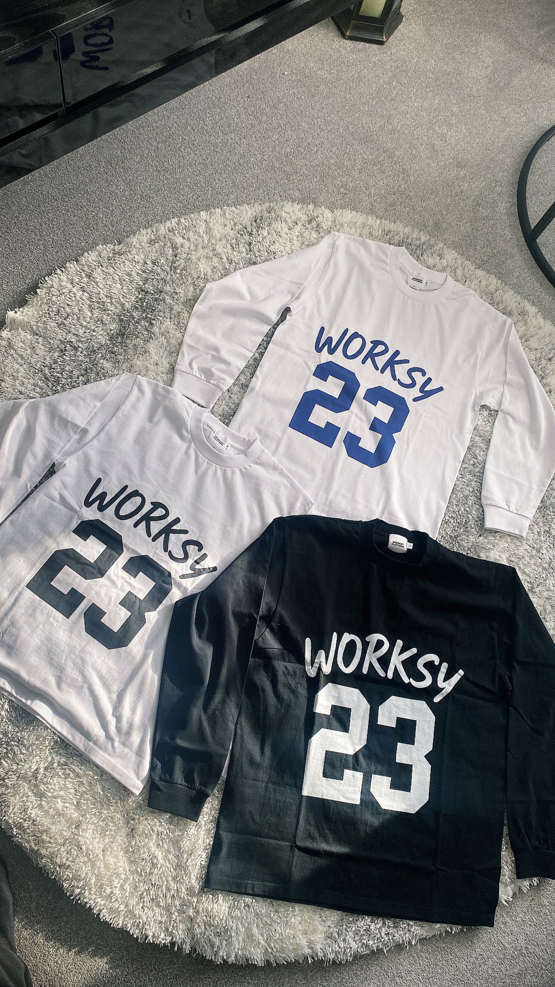WORKSY “23” BLACK AND WHITE LONG SLEEVE TEE