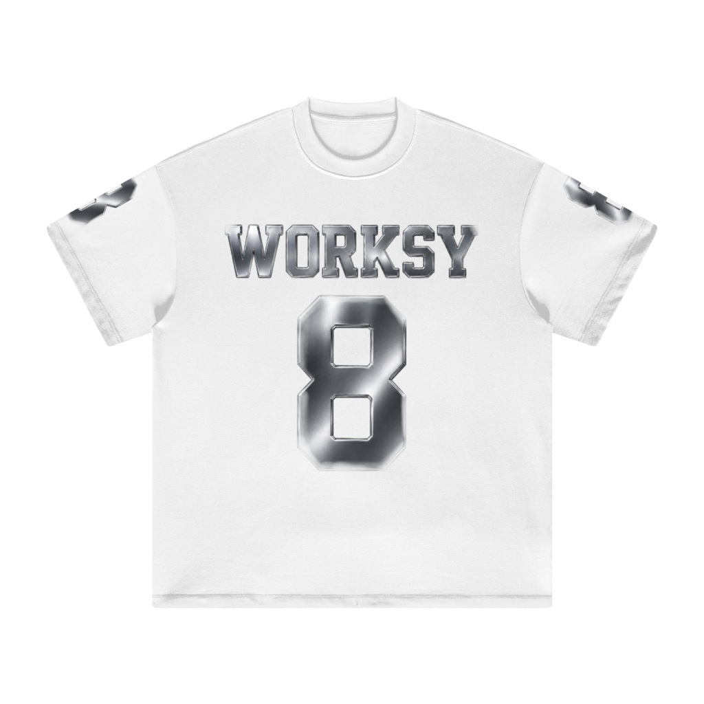 WORKSY “ 8 “ WHITE & CHROME JERSEY