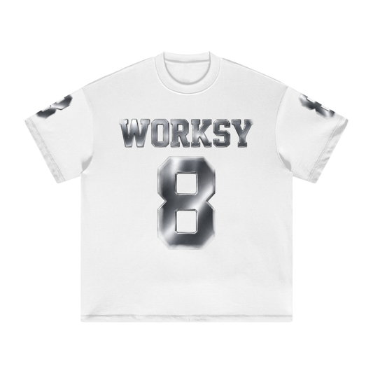 WORKSY “ 8 “ WHITE & CHROME JERSEY