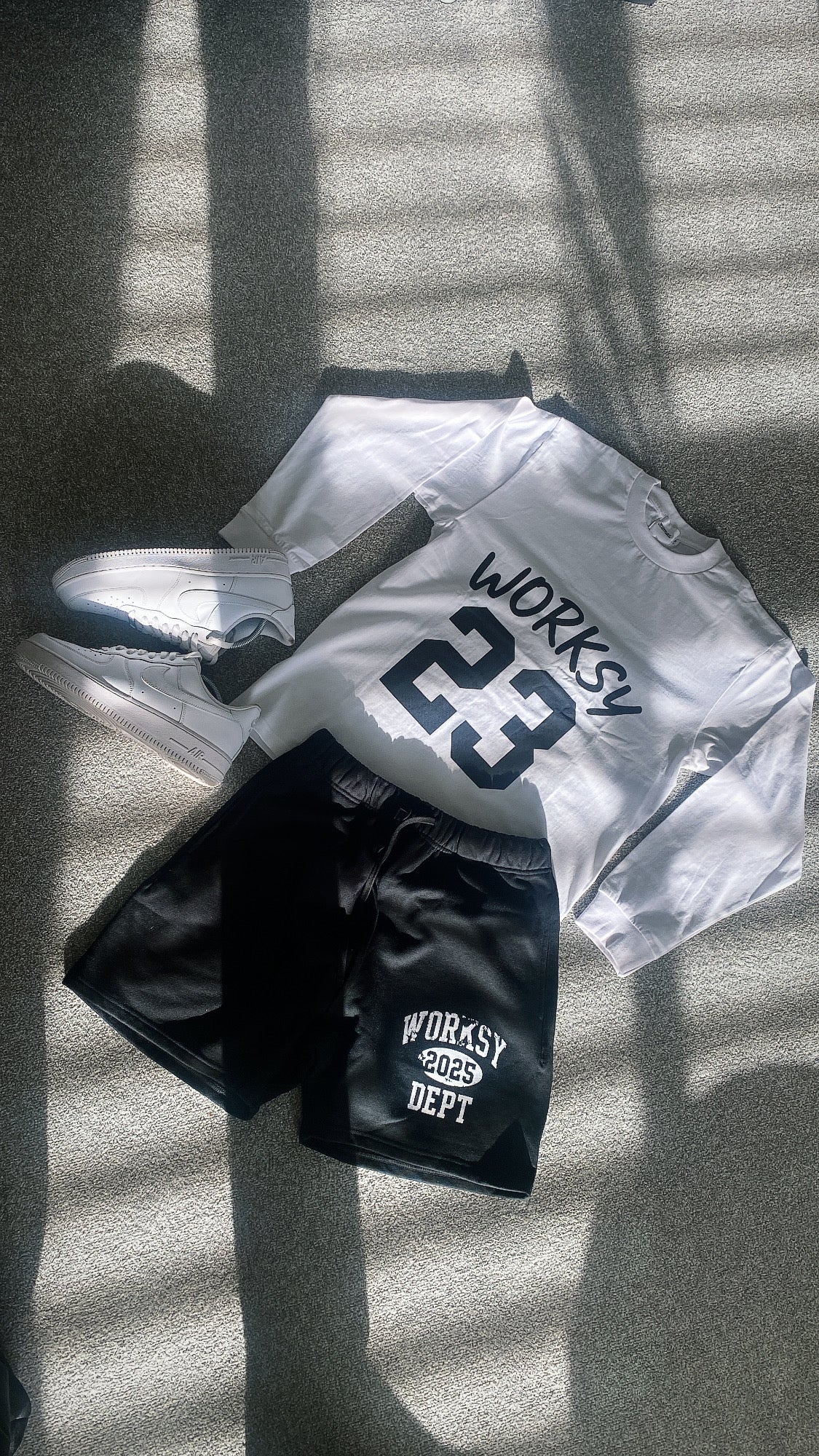 WORKSY “23” WHITE AND BLACK LONG SLEEVE TEE