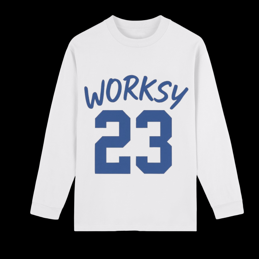 WORKSY “23” BLUE AND WHITE LONG SLEEVE TEE