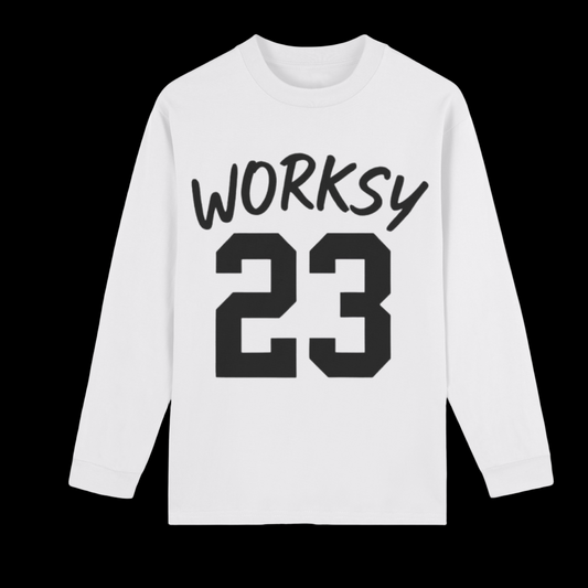WORKSY “23” WHITE AND BLACK LONG SLEEVE TEE